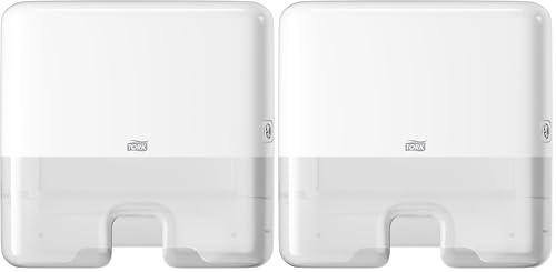 Tork Xpress Mini Spender für Multifold-Handtücher Weiß H2, Einzeltuchentnahme, Elevation Design, 552100 (Packung mit 2)