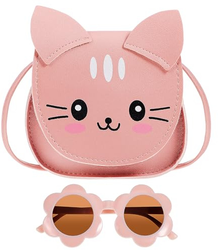 TENDYCOCO Mädchenhandtasche Mit Sonnenbrille – Umhängetasche Für Kleine Mädchen Kleinkindhandtasche Katzenohr-Umhängetasche Mit Verstellbarem Riemen Geburtstagsgeschenke Für Mädchen