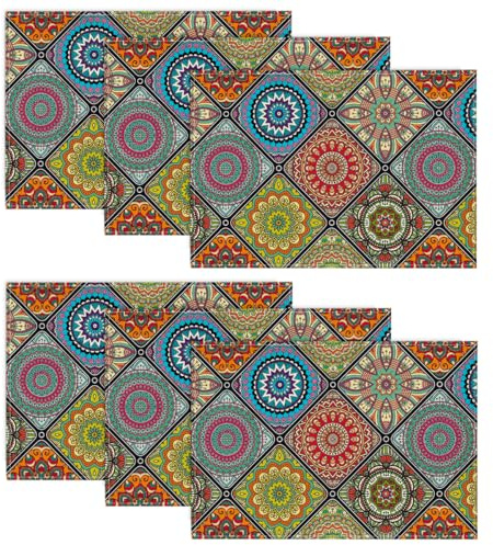 Artoid Mode Boho vintage geometrisk marockansk färgglad mandala bordsunderlägg bordstabletter set med 6, 30 x 45 cm bordsmattor för fest kök middag dekoration