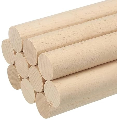 ALBO 1 x 12 Wooden Dowel Rods Set - 25 Pack Birch Natural Furniture Craft Sticks Shelf Supports Woodworking Pegs Hardwood Sanded Smooth Perfect Crafts DIY Projects Bulk Professional Pack