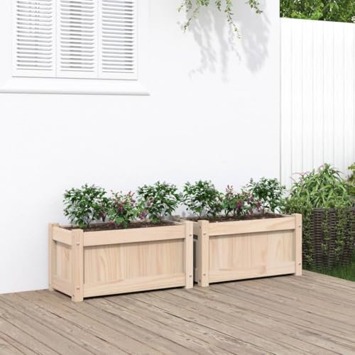 DYRJDJWIDHW bac Plastique rectangulaire,Grand Pot de Fleur Exterieur XXL,Jardinières 2 pcs Bois de pin massifConvient pour Les patios, Les balcons et Les Jardins