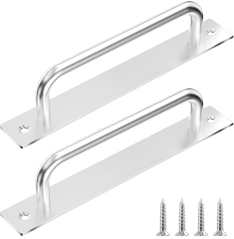 Maxentico 2 Stück Türgriffe Schiebetüren, Türgriff mit Platte, Schiebetür Griffe mit Schrauben Hochleistungs, Scheunentor Griff, Handgriff für den Außenbereich, Edelstahl Torgriff (180 mm, Silber)