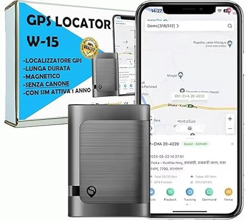 Localizzatore GPS per Auto senza Canone Sim - Localizzatore Professionale di Lunga Durata - Sim Anonima Attiva per 1 anno - Localizzatore Antifurto per Auto e Moto, Agenzia Investigativa (W15)