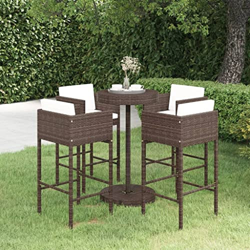 LXYZWRW Gartenmöbel-Set, 5-teilig, mit Kissen, Polyrattan, braun, Gartenmöbel-Sets