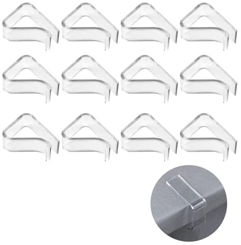 SMCEHEYA 12 Pcs Table Cloth Clips Table Clips for Table Cloth for 20MM to 35MM Table Thickness Transparent Tablecloth Clips Plastic Outdoor Table Cloth Clips for Camping Picnic PARTY Wedding