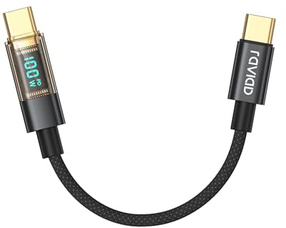 RAVIAD Câble USB C vers USB C Court 15CM, 100W Cable USBC Charge Rapide PD 5A/20V Câble USB Type C pour iPhone 16/15 Pro, Samsung Galaxy S24 S23, MacBook Pro, Pad Pro, Tablet, Huawei, Google Pixel