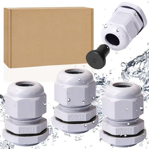 Kabeldurchführung Wasserdicht M20 Kabelverschraubung,12 Stück Kabelverschraubung Set IP68 Kabelverschraubungen für Outdoor Garten Schaltkasten Abzweigkasten mit 6 Stück Verschlussstopfen