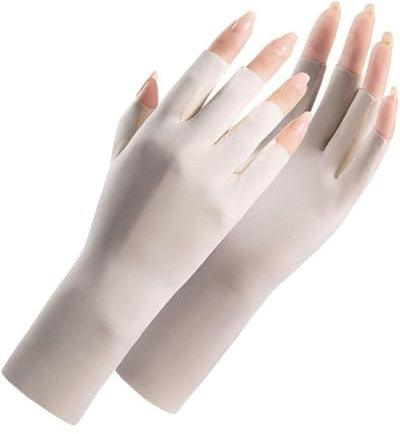 LOZTBUE 1 Paar fingerlose Handschuhe, Sonnenschutzhandschuhe für Damen, UV-Schutz, kühle Seide, Handschuhe, Sonnenschutz, Fahrhandschuhe, unisex für Outdoor-Aktivitäten (Farbe, Einheitsgröße)