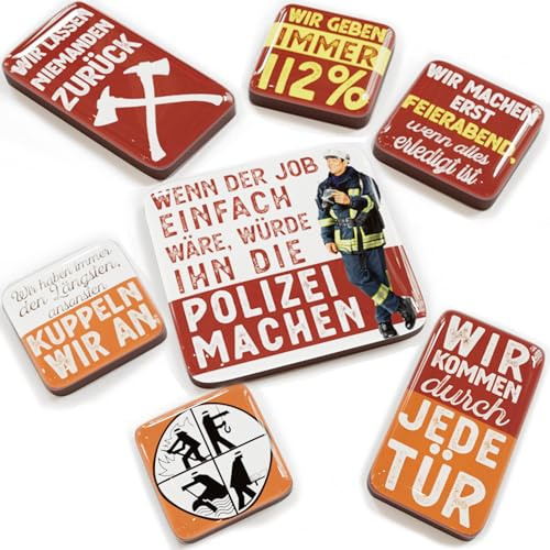 LANOLU Feuerwehr Geschenke für Männer Magnetset 7 teilig, Kühlschrankmagnete passendes Geschenk zum Feuerwehr Adventskalender