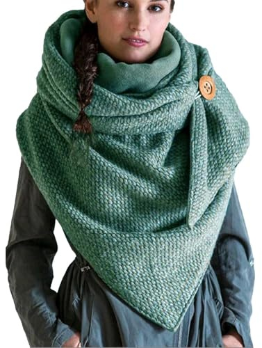 Écharpe triangulaire en tissu doux avec boutons imprimés à la mode, écharpes enveloppantes décontractées et chaudes pour femmes, vert, taille unique
