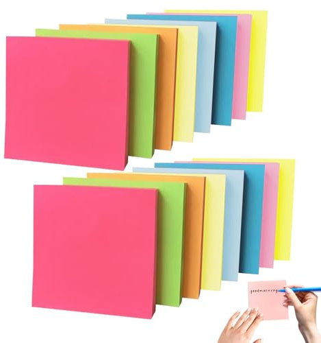 800 Stück Sticky Notes, 76 x 76 mm Haftnotizen Klebezettel, Bunte Quadratische für Büro Zuhause Schule Sitzung