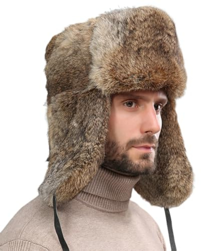 JAWSEU Russen Mütze Herren Russische Bombermütze Im Freien Warme Ohrenschützer Männer Frauen Universelle Winter Skimützen Verdickte Hüte Unisex Warme Schneedichte Fliegermütze Kunstfellmütze
