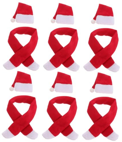 Cabilock 6 Stück Weihnachtsmütze Und Schal Aus Stoff Weinflaschenhüllen Für Weihnachtsdeko Zuhause Festliche Flaschenschal Und Mützendesign