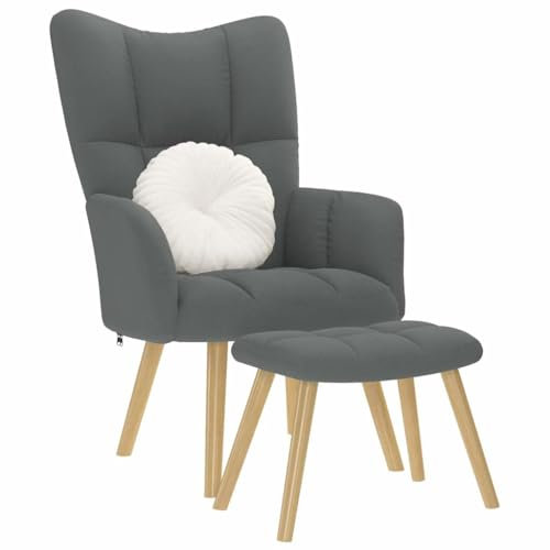 LAPOOH Relaxsessel mit Hocker Dunkelgrau Stoff, Fernsehsessel, Kinosessel, Lesesessel, Tv Sessel, Ohrensessel, Armsessel, Seselstuhl Wohnzimmer - 4016779