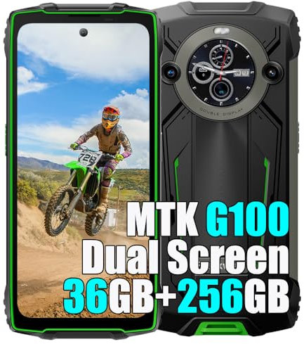 Blackview BV8200 Outdoor Handy 2025, 36GB+256GB/2TB SD Outdoor Smartphone Android 14, 6,5FHD+ Doppel Bildschirm Baustellenhandy, 8800mAh, 50MP, Wasserdicht IP68,4G LTE,NFC,OTG,2 Jahre Garantie (Grün)
