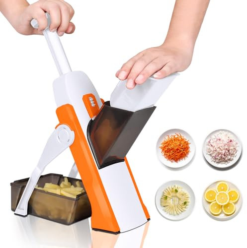 Masthome Safe Mandoline Slicer - Adjustable Kitchen Vegetable Chopper With 4 Cutting Modes for Cucumber, Potato, Carrot, Cheese