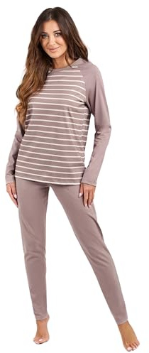 Italian Fashion Pyjama Femme Coton | Ensembles de Pyjama Femme | Pyj' Hiver Chaud | Vêtements de Nuit | 2 Pièces avec Haut à Manches Longues et Pantalon | Différents Motifs S-XXL