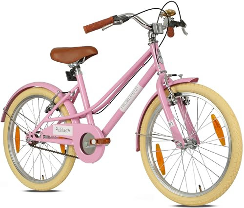 PROMETHEUS BICYCLES Bicicleta infantil retro de 20 pulgadas para niña | Bicicleta de 20 pulgadas para niñas a partir de 6 años | Bicicleta infantil a partir de 7 años PETITAGE en color rosa