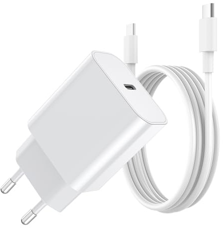 BHHB 20W Chargeur USB C, Bloc d'alimentation Adaptateur Conçu pour A-pple, Prise USB C Rapide Compatible avec i-Phone 17/16/15/14/13 Pro Max, Air-Pods i-Pad, Samsung Galaxy S25/24/23(1 Pack+Cable)