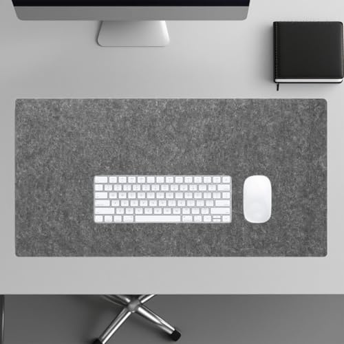 Filz-Schreibtischunterlage, groß, rutschfest, Computer-Tastatur, Maus, Schreibtischunterlage, Tischschutz, verschleißfeste Schreibtischunterlage für Zuhause, Büro, Arbeitszubehör (Dunkelgrau, 70 x 30