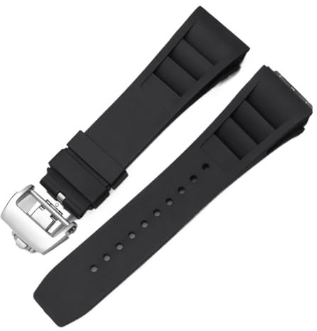 ewgrkba 25 mm schwarzes rotes grünes graues blaues gelbes orangefarbenes Gummiarmband, kompatibel mit Richard Mille-Armband for RM011 Mille-Silikonarmband