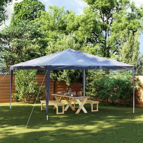HETFTJN Tente de réception 4 x 4 m - Pavillon de jardin bleu en polyéthylène résistant aux UV avec cadre en fer solide de 275 cm de haut - Abri d'événement pliable pour jardin, fête, camping, barbecue