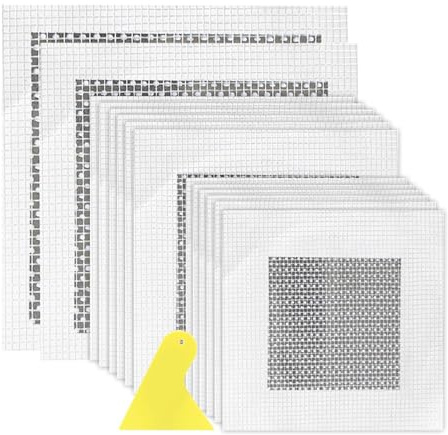 Storneliv 15 Pcs Wall Repair Kit, Drywall Repair Patch with Scraper, 2/4/6/8Inch Self Adhesive Plasterboard Fiberglass Mesh Wall Hole Repairs Patches for Quick Fix Broken Wall, Ceiling Filler