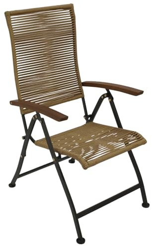DEGAMO Klappsessel Gartensessel VERNIO Hochlehner, Stahl schwarz und Rope braun, 5-Fach verstellbar, klappbar, Outdoor