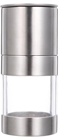 SHINEOFI Moulin à Poivre Manuel en Acier Inoxydable, Taille Compacte, Broyeur à Épices Réglable, Ustensile Cuisine Domestique pour Poivre et Sel, Outil la Cuisine Inox Professionnel, 1