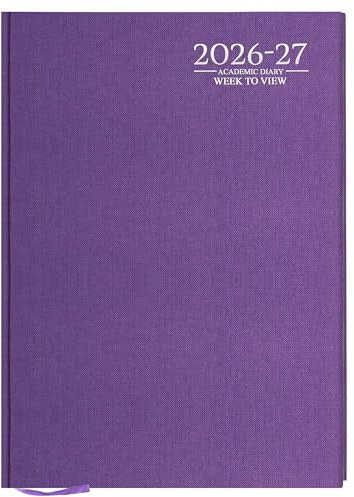 G4GADGET 2026-2027 Academic Diary A5 Week To View Purple Hardback – August 2026 to July 2027 Weekly Planner, Student Teacher School Organizer, Timetable & Appointment Year Planner
