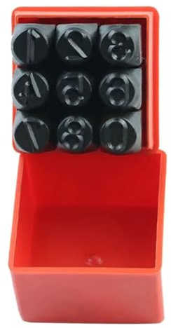 Schlagzahlen Buchstaben Set Zahlen-Stempel-Set aus Leder, digital, 0 bis 8 Zahlen, for Aluminium, Zinn, Kupfer, Messing(8MM Digital Set)