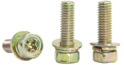 Tornillo de cabeza hexagonal cruzado con arandelas planas Arandelas elásticas combinadas Acero de zinc amarillo M4 M5 M6 M8(M6x14mm 10pcs)