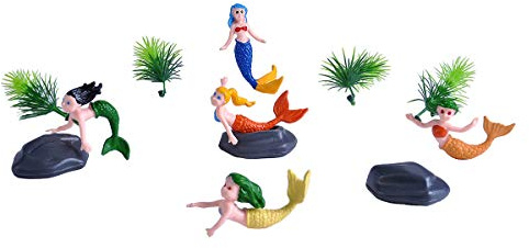 Wild Republic Mermaid Figurines Bucket, Toy Bucket, Mermaid Doll, Aquatic Animals, Gifts for Girls, Bath Toys, 12Piece