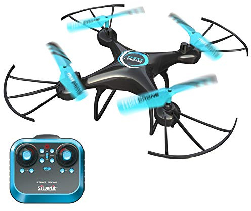 FLYBOTIC 84841 Stunt Drohne by Silverlit, ferngesteuerte Drohne, einfache Steuerung, 360° Looping, Headless Modus, multidirektionale Steuerung, 2.4 Ghz, 33 cm, blau, ab 10 Jahren