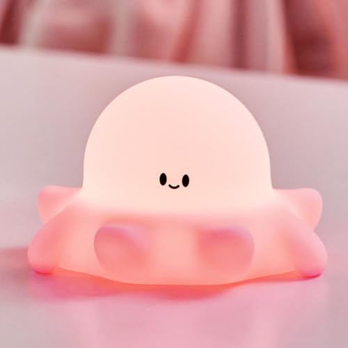 Cute Octopus Night Light for Kids, Silicone Baby Night Lamp 3 Level Dimmable Toddler Light, Rechargeable 30Min Timed Touch Protable Nightlight for Kids Room Gifts