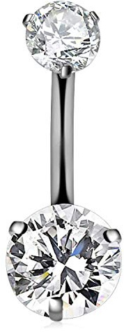 CIZME G23 Solid Titanium Belly Button Rings 14G Internally Threaded CZ Belly Navel Rings 10mm Bars Piercing