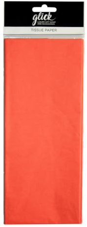 Glick Lyxigt silkespapper, stora ark (x4), perfekt för presentförpackning, 750 x 500 mm, orange