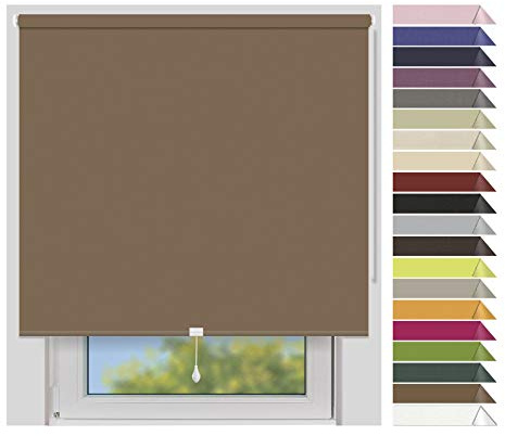 EFIXS Verdunklungsrollo Mittelzug Medium - Rollos nach Maß - 25 mm - Stoffbreite bis 180 cm, Höhe bis 240 cm - Hier: bis 100 cm x 150 cm (BxH) - braun (7941) - Blickdicht, Springrollo