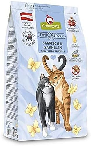 GranataPet DeliCatessen Seefisch & Garnelen Adult, Trockenfutter für Katzen, schmackhaftes Katzenfutter, Alleinfuttermittel ohne Getreide & ohne Zuckerzusätze, 300 g
