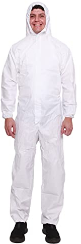 Mirabella Health & Beauty Unisex Disposable Hazmat Type Coverall with Hood Health and Safety Protective Clothing Category 3 M