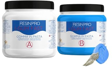 Resin Pro - 200 Gr I-Gum Fast Caoutchouc de Silicone en Pâte - Rapide, Prêt en 10 Min, Non Toxique, Bicomposants A+B, Plasmable, Anti-adhérent, pour Moules, Malléable, Facile - Bleu Clair