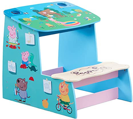 Peppa Pig Wooden Play Desk, Chalk Board and Storage Compartment. Made from FSC Certified Wood.