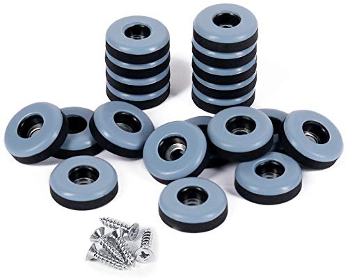 GINOYA 20 x Möbelgleiter für Teppich, 25 x 25mm (rund) Teflon stuhlgleiter mit Schrauben für leichtes Verschieben auf Teppich Hartholz (Graublau) | Teflon-Möbelgleiter zum leichteren Bewegen auf Teppich-, Fliesen- und Hartholzböden, geeignet für Stühle und Tische