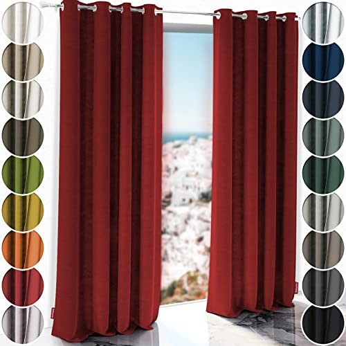 Schuette® Verdunkelungs-Vorhang Gardine mit Ösen ● Millenium Velvet: Sangria (Rot) ● 150x135 cm Höhe x Breite (1 Stück) ● Knitterfrei Pflegeleicht Thermo Blickdicht & stark Abdunkelnd