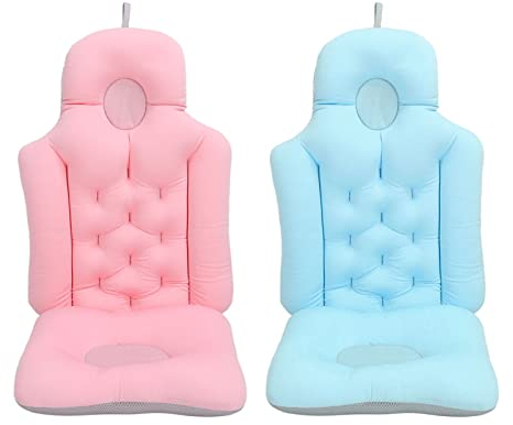 Badekissen Ganzkörper mit Kopfstütze Badewannenkissen Nacken Schulter Rücken Weiches Faltbares Atemaktives für Erwachsene Männer Frauen Blau