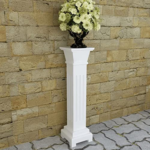 Makastle MDF Windlichtsäule Blumensäule Dekosäule Blumenhocker Modern Pflanzenständer Deko Säule, 17 x 17 x 66 cm Weiß