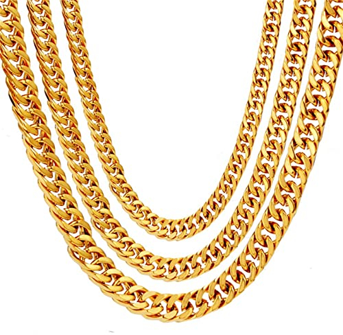 ANAZOZ Halskette Edelstahl Männer 60 cm, Kette Ohne Anhänger Männer Panzerkette Gold 7mm Breit