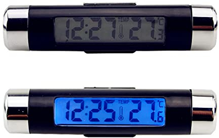 Ziyan Digitale Autouhr Digital Auto Thermometer Temperatur 2 in1 LCD Display Fahrzeug Armaturenbrett Uhr Elektronische Zeit Klimaanlage Vent