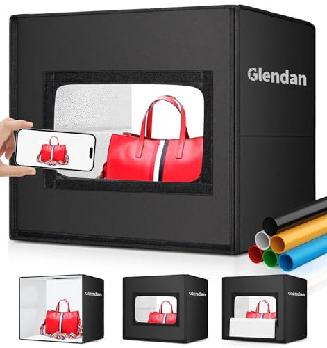 Glendan Light Box Photography, 24 x 20 Professional Photo Studio Light Box, Large Photo Box with 336 High Color Rendering Index LED Lights & 6 Color PVC Backdrops for Product Photography