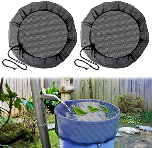 RUCUDIM Hochwertige Regentonne Abdeckung, Verstellbares Deckel Regentonne, 2 Stück Regentonnen Netz mit Zugkordel, Schutznetz Regentonne vor Laub, Stechmücken & Mückenlarven (Ø85cm)